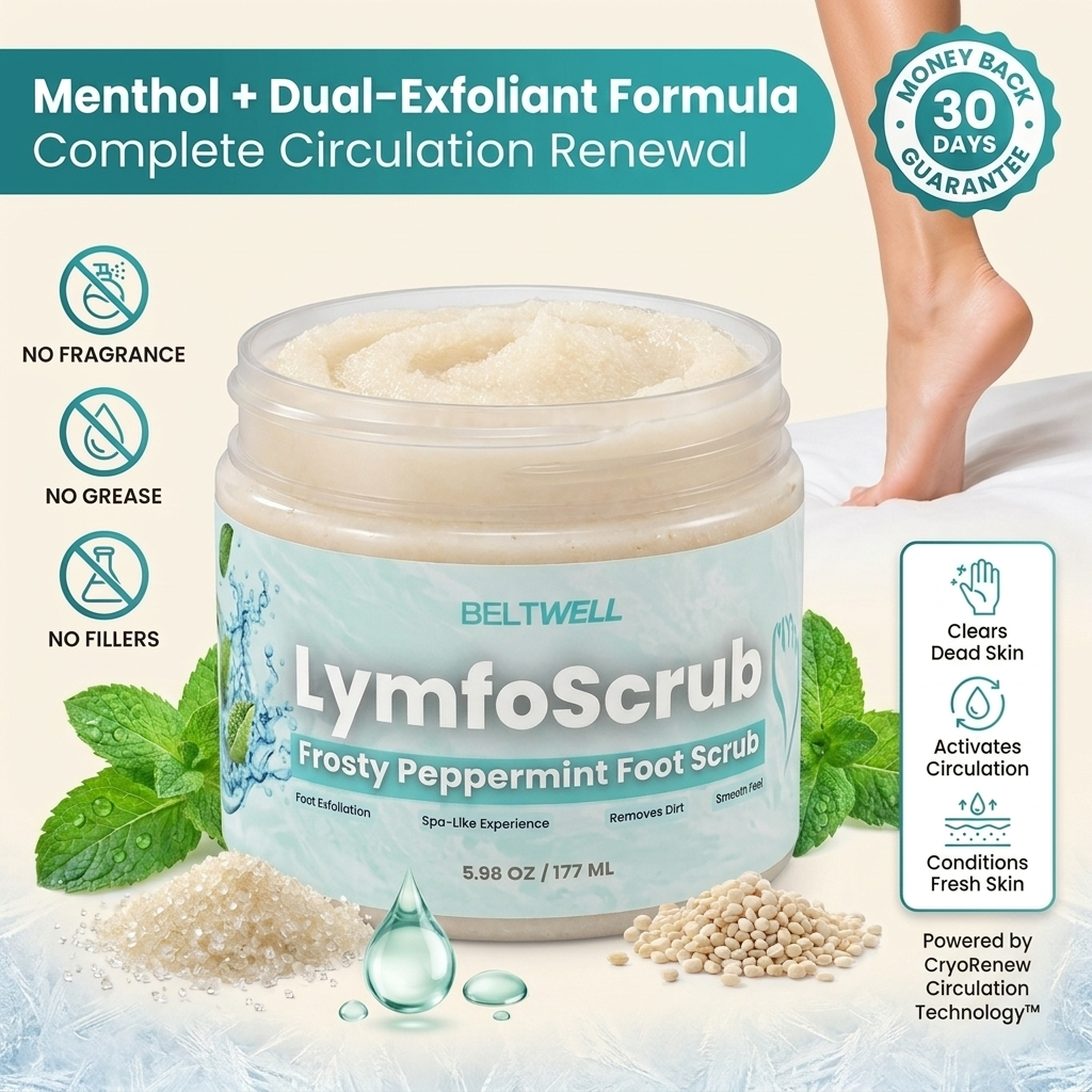 LymfoScrub™ Frosty Peppermint Foot Scrub For Sensitive, Itchy, Cracked Feet