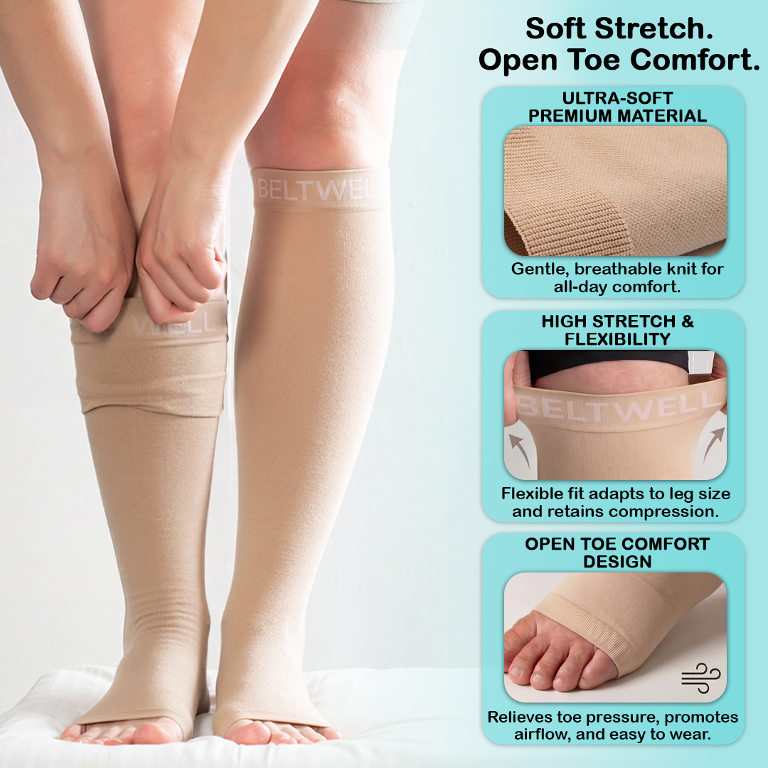 Beltwell® The Original Extra Wide Toeless Compression Socks