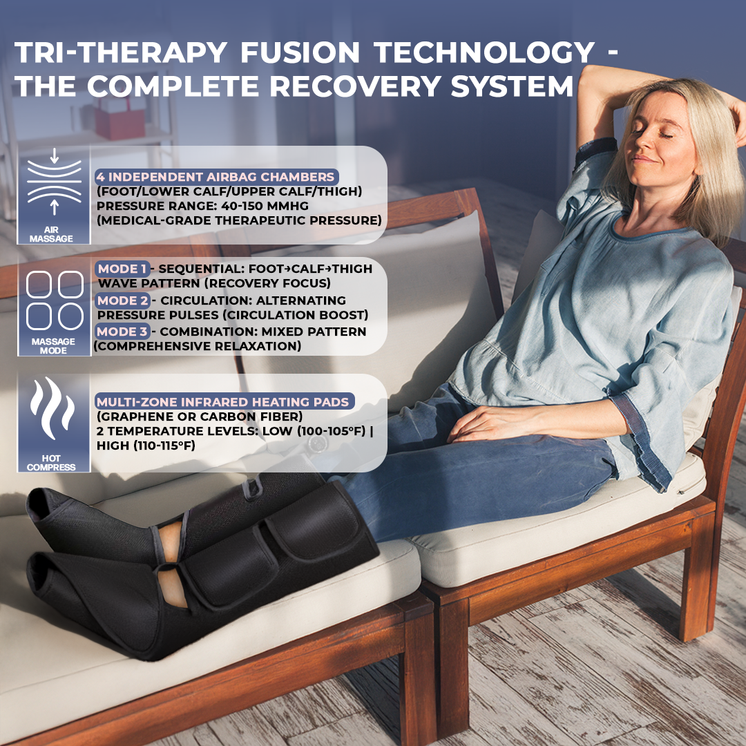 LymfoAir™ PRO - Leg & Foot Air Compression Massager With Heat
