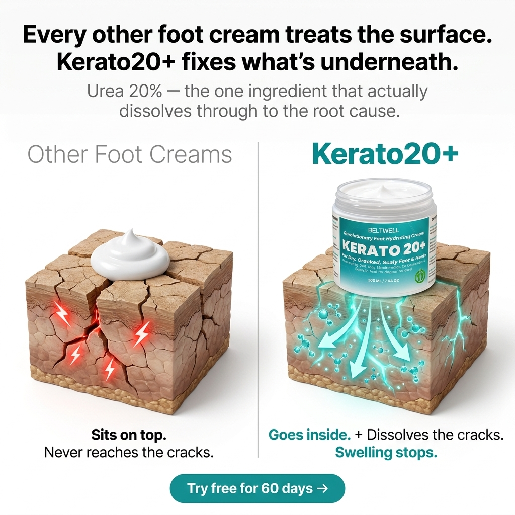 Kerato20+ Urea 20% Intense Foot Hydrating Cream For Dry, & Cracked Feet, Non-Greasy