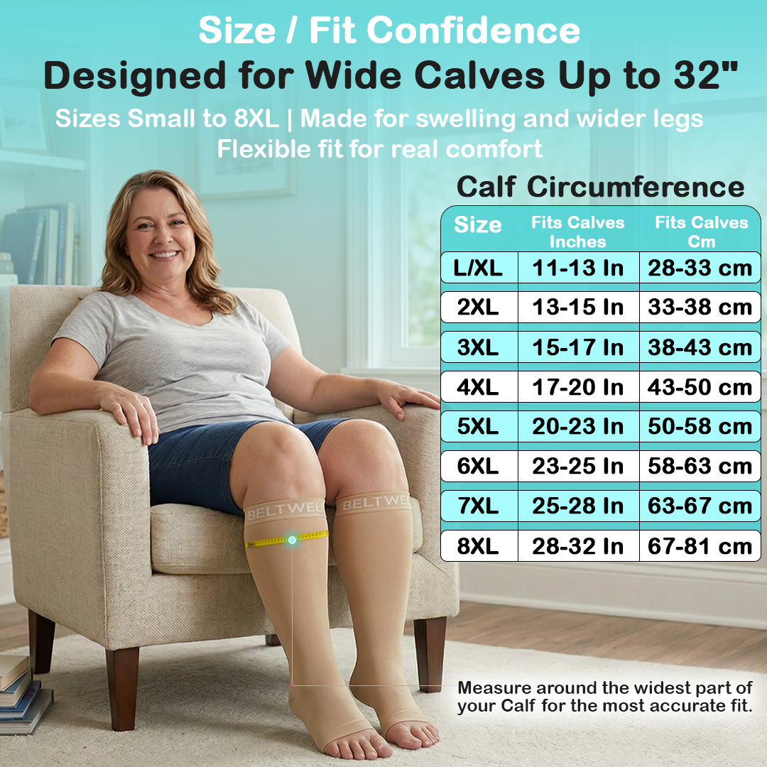 Beltwell® The Original Extra Wide Toeless Compression Socks