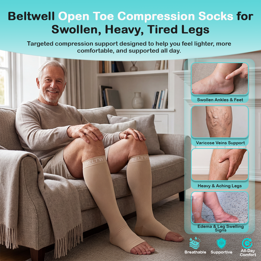 Beltwell® The Original Extra Wide Toeless Compression Socks